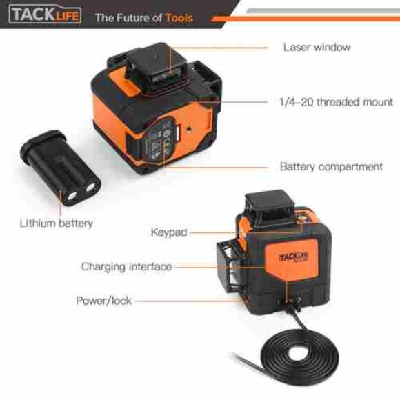 Tacklife Cross-Line Laser Level 360°, Horizontal and Vertical Alignment - Picture 5 of 8